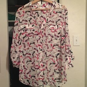 NWT high heel shoe print work top